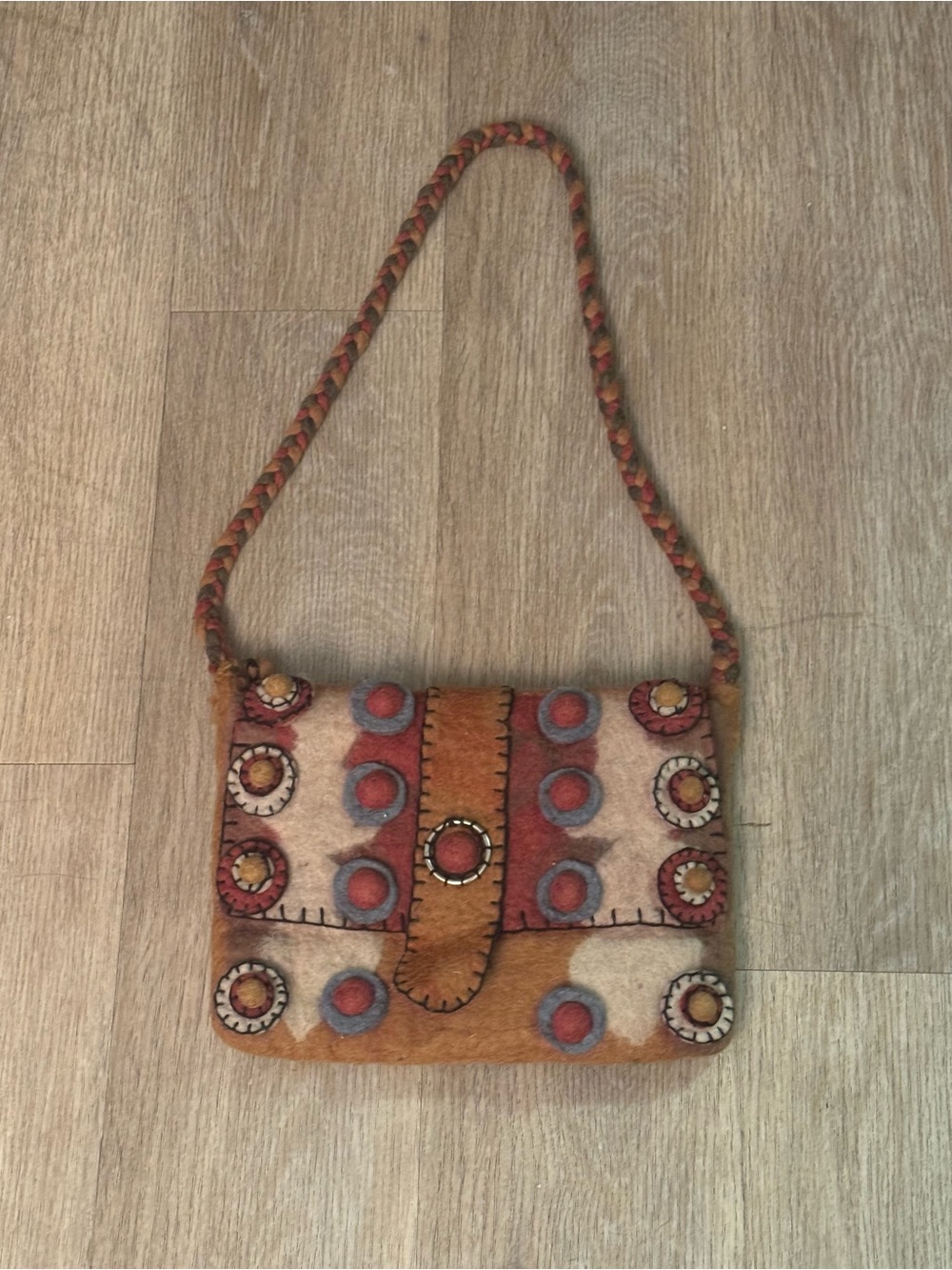 Anthropology Rising Tide Handmade Boho Style Purse 100% sheep wool